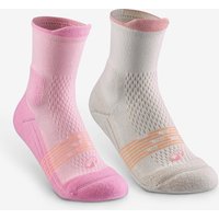 Kids’ Mid-rise Hiking Socks (2 Pairs) - UK Jr Sizes 9-5 - Hike 500 - Pink