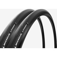 Set Of 2 Road Bike Tyres With Flex Bead - Michelin Lithion 4 700x25 - Black