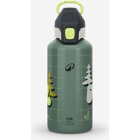 0.6 L Kids’ Aluminium Water Flask 500 With Instant Cap For Hiking - Green