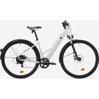 Decathlon UK ROCKRIDER Low Frame Electric Hybrid Bike - E-actv 100 - Pearl Grey | FREE Click & Collect at Stores and Asda. 365 Days return available.