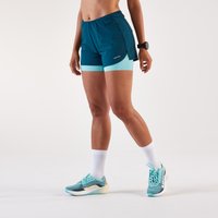 Women's 2-in-1 Running & Trail Running Shorts - Kiprun Run 500 Comfort -teal Blue