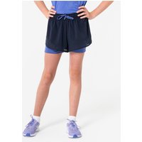 Breathable 2-in-1 Running Shorts For Girls - Kiprun Dry+ 900 Black Purple