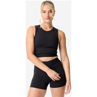 Women's Sports Crop Top With Elasticated Hem - Black