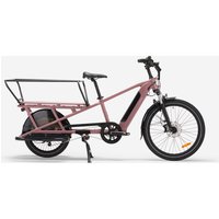 Decathlon UK BTWIN E-three 500 Longtail Electric Cargo Bike - Taupe Pink | FREE Click & Collect at Stores and Asda. 365 Days return available.