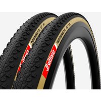 Set Of 2 Gravel Tyres With Flex Bead Vittoria Terreno T30 700x38 Tanwall (beige)