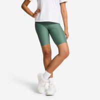 Decathlon UK Domyos Women's High-waisted Fitness Cardio Cycling Shorts - Dark Green | FREE Click & Collect at Stores and Asda. 365 Days return available.