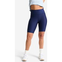 Decathlon UK Domyos Women's High-waisted Fitness Cardio Cycling Shorts - Navy Blue | FREE Click & Collect at Stores and Asda. 365 Days return available.