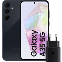 Samsung Galaxy A35 128GB Donker Blauw + Samsung 25 Watt Snellader Zwart