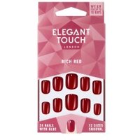 Elegant Touch Polished Colour Nails With Glue Squoval Rich Red