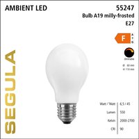 SEGULA LED Glühlampe opal-matt E27 6,5W 1900-2700K dimmbar