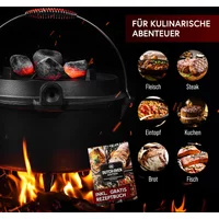 Gusskönig Eingebrannter Dutch Oven Set 9L mit Füße