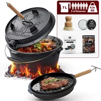 Gusskönig Eingebrannter Dutch Oven Set 7L mit Füße