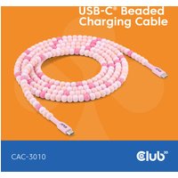 Club3D Lifestyle USB-C Perlen-Kabel PD60W,480Mbps 2m rosa retail