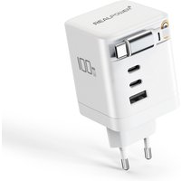 REALPOWER GaN Charger 100W weiss, 100 Watt,3xType-C,1x USB-A