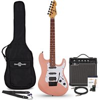 LA Select Modern Electric Guitar Pink 15W Guitar Amp & Accessory Pack