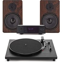 AVCOM Contemporary Turntable with Amplifier and Speakers Walnut