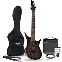 Harlem 7 E-Gitarre Trans Black im Paket mit 15-Watt-Verstärker