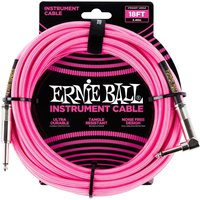Ernie Ball P06083 18ft Straight-Angle Braided Cable Neon Pink