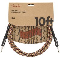 Fender Pure Hemp-Instrumentenkabel gerade Klinkenstecker 3 m Rainbow