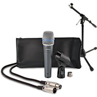 Shure Beta 57A Dynamisches Mikrofon mit niedrigem Mikrofonständer und Kabel (6 m)