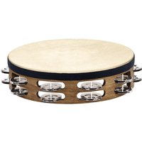 Meinl 2-reihiges Holz-Tamburin Stahl-Schellen Walnuss braun