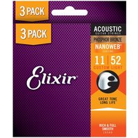 Elixir Phosphor Nanoweb Akustik Strings 3er Pack 11-52