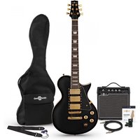 New Jersey Select Gitarre von Gear4music Beautiful Black im Paket mit 15-Watt-Verstärker