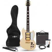 Brooklyn Select E-Gitarre Ivory im Paket mit 15-Watt-Verstärker