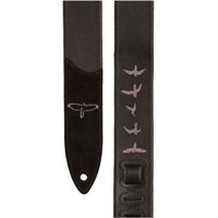 PRS Premium 2" Leder-Gitarrengurt schwarz mit Vogelstickerei