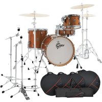 Gretsch Catalina Club Jazz 18-Gig-Paket mit Hardware und Taschen Bronze Sparkle