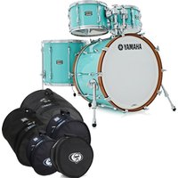 Yamaha Recording Custom 4-teiliges 22"-Kesselpaket Surf Green mit Taschenset