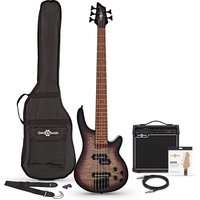 Chicago Select 5-saitige Bassgitarre Purple Burst mit Verstärker und Zubehör
