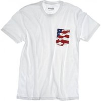 DW American Flaggen-Taschen-T-Shirt Weiß Größe XXL