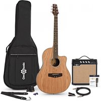 Deluxe-Roundback-Gitarre Natural im Paket mit 15-Watt-Verstärker