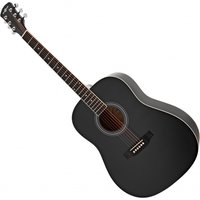Dreadnought-Linkshänder-Akustikgitarre von Gear4music Schwarz