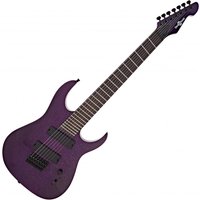 Harlem S 7-Saitige Fächerbundierte Gitarre von Gear4music Purple Sparkle