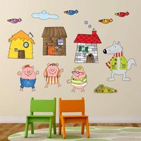 Personalisierbares Wandtattoo Die 3 kleinen Schweinchen mit Namen