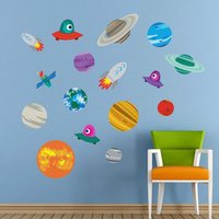 Personalisierbares Wandtattoo Planeten & Raketen