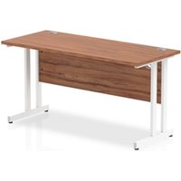 Impulse 1400/600 Rectangle White Cantilever Leg Desk Walnut - MI001916
