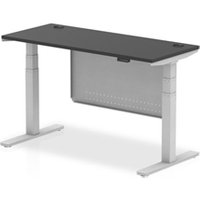 Air 1400x600 Height Adjustable Desk Black CP Silver Leg Modesty Panel