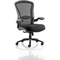 Houston Heavy Duty Task Operator Chair Mesh Back Black Fabric Seat - Arms