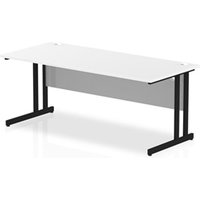 Impulse 1800 x 800mm Straight Office Desk White Top Black Cantilever