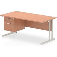 Impulse 1600 x 800mm Straight Office Desk Beech Top Silver Cantilever