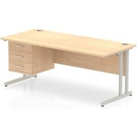Impulse 1800 x 800mm Straight Office Desk Maple Top Silver Cantilever
