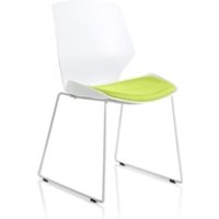 Florence Sled White Frame Bespoke Myrrh Green Fabric Visitor Chair