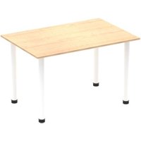 Impulse 1400mm Straight Table Maple Top White Post Leg I003687