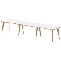 Oslo 1200mm Single Row 3 Person Desk White Top Wood Edge White Frame