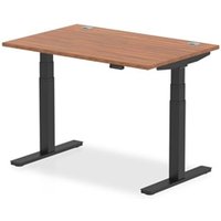 Air 1200x800mm Height Adjustable Desk Walnut Top Cable Ports Black Leg