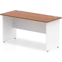 Impulse Panel End 1400/600 Rectangle Desk Walnut Top White - TT000091