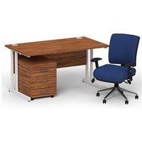 Impulse 1400mm Straight Office Desk Walnut Top White Cantilever Leg